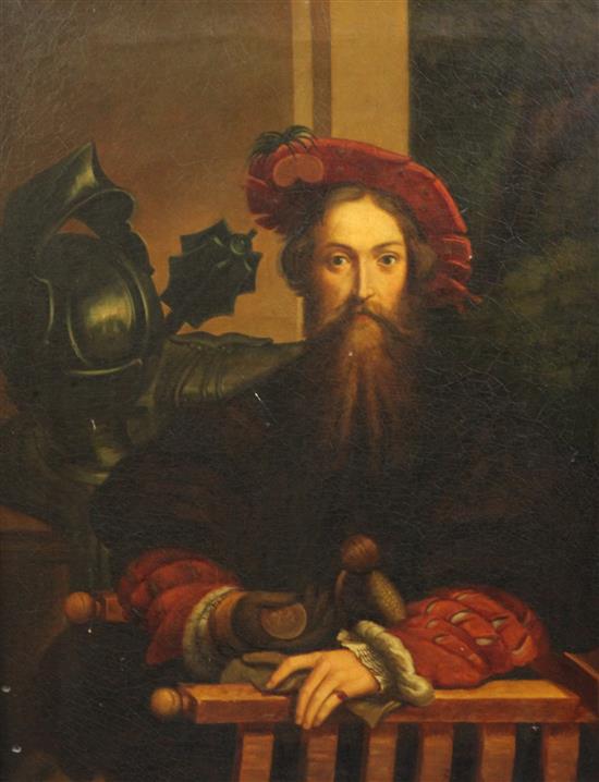 19th century Continental School Portraits of 17th century gentlemen 19 x 14.75in.